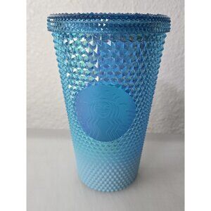 Starbucks Blue Studded Tumbler 16oz Reusable Cold Cup Lid 2022 Gradient Prism